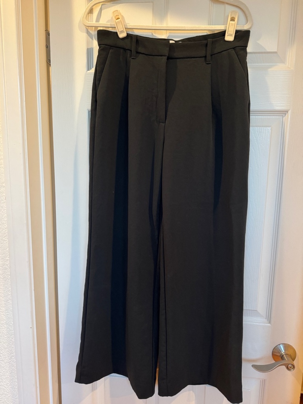 Abercrombie & Fitch Sloane crepe Black Wide-Leg Trousers